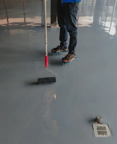 Glossy epoxy resin floor finish